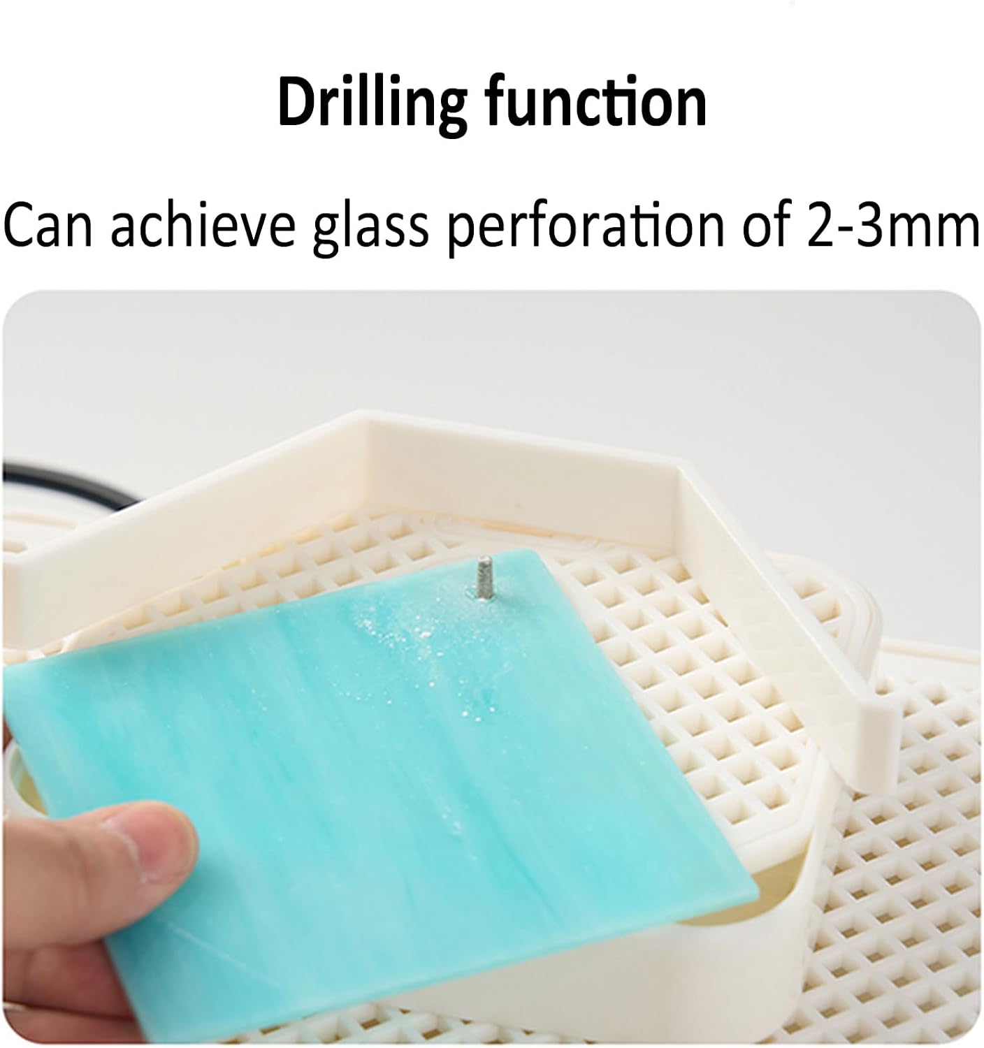 Dual-Layer Stained Glass Grinder, Portable Electric Polishing Machine, Drilling Holes 2-3mm, with Spiral Wheel Set, for DIY Art, Stained Glass, Mirror, Stone