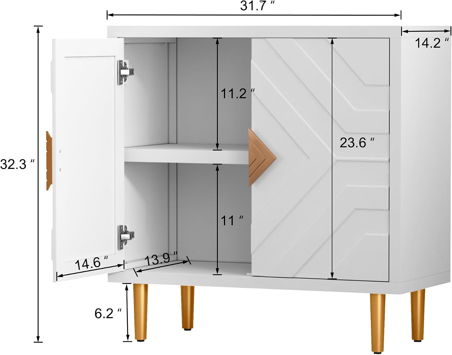 HLR Storage Cabinet with 2 Doors, Accent Cabinet with Decorative Embossed Pattern Doors, Buffet Cabinet Sideboard for Living Room, Kitchen, Dining Room, Hallway