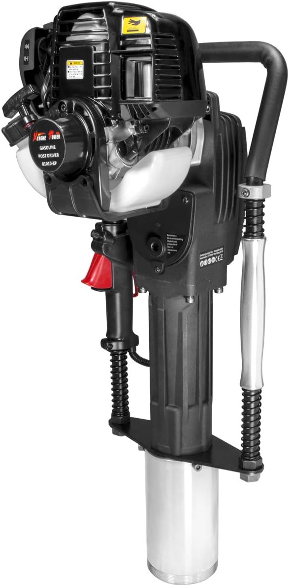 XtremepowerUS 38cc Gas-Powered T Post Driver Fence Post Driver Gasoline Piling 4-Stroke EPA Certificated w/Rolling Case