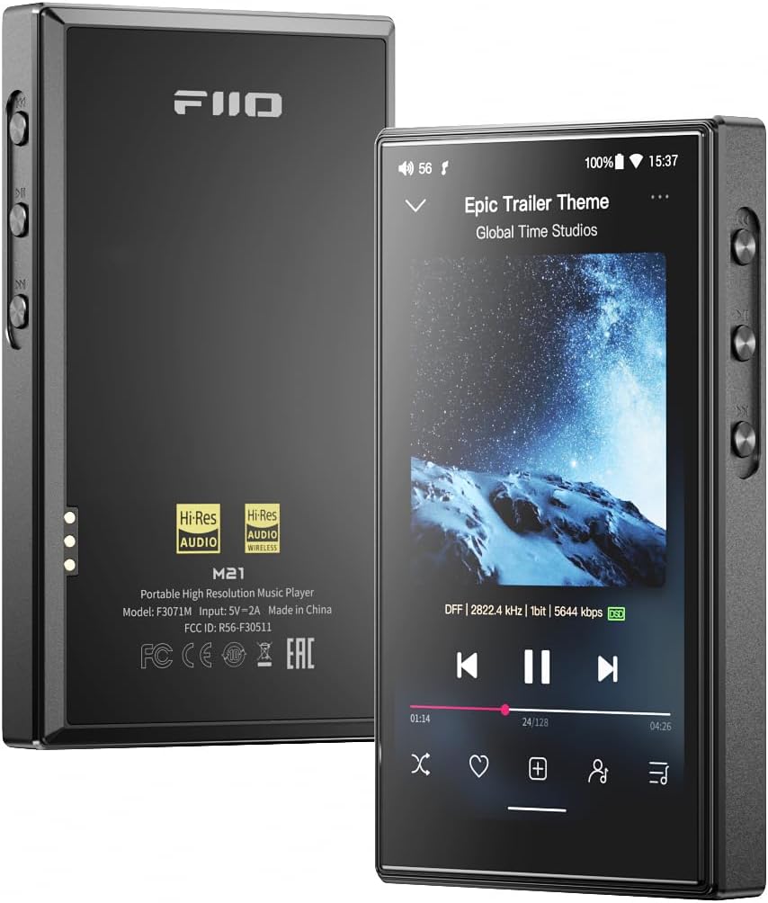 FiiO M21 Android 13 Portable Music Player MP3 Snapdragon 680 4* CS43198 DAC Chips Hi-Res Audio DSD Bluetooth LDAC (Black)