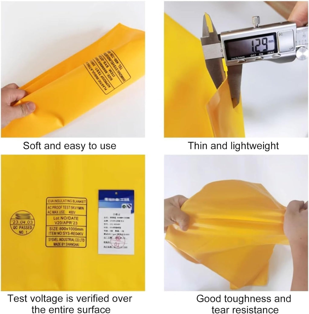 Industrial Insulation Blanket Large Electric Blanket with 3 Insulated Clamps, Outdoor Power Supply Safety Tool for Substations(10KV - 40x50cm(15.7x19.7in))