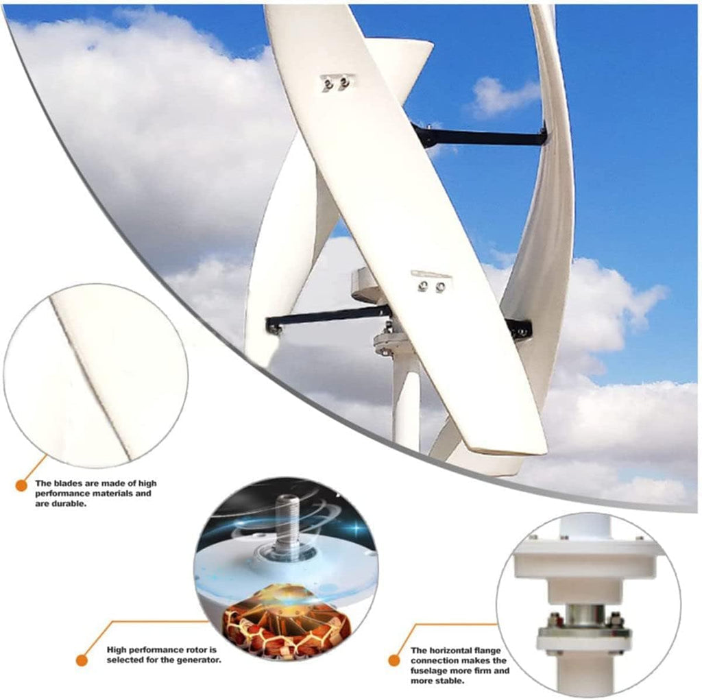 1000W-10000W Wind Turbines Generator Kit,Low Wind Speed Start 3 Blade Home Wind Turbine W/Controller for Home, Boats, Street Lighting (12V-220V)