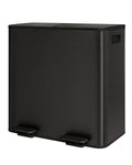 GarveeHome 2 x 10.6 gal Stainless Steel Double Trash Can with Lid for Kitchen, Large Dual Trash and Recycle Bin Combo, Step-on Kitchen Metal Garbage Cans, PP Inner Buckets, Liner Rim, Matte Black