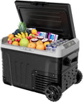 35L Car Portable Freezer 12V Refrigerator Cooler 12V/24V DC Fridge With Wheels 2 Baskets For Travel Truck Boat Camping