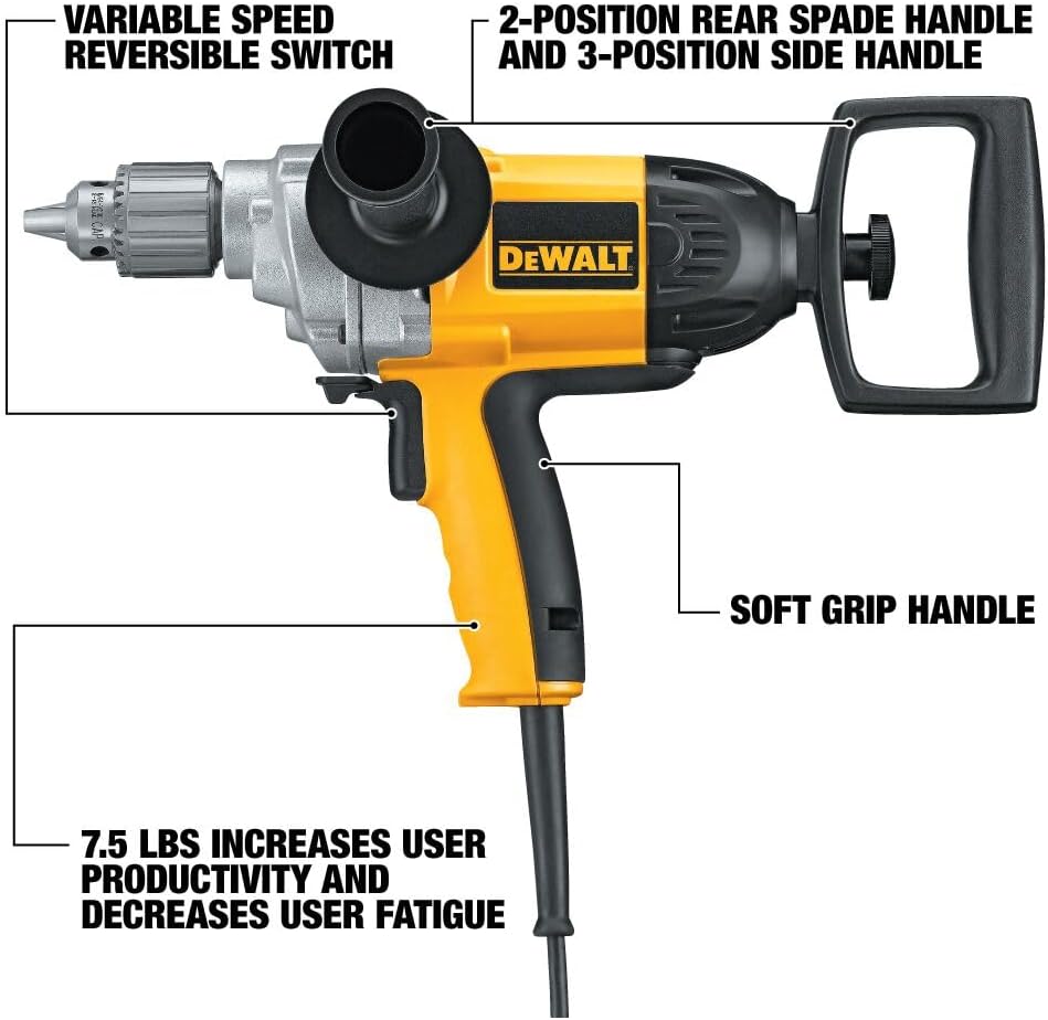 DEWALT Electric Drill, Spade Handle, 1/2-Inch, 9-Amp (DW130V)