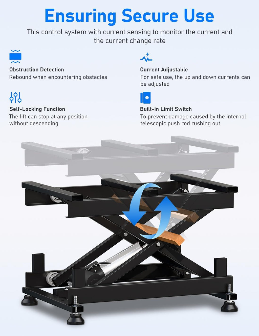 DIHOOL Electric Scissor Lift Table 330Lbs, 210-580MM,8-23in Height Adjustable Lifting Platform