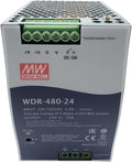 WDR-480-24 480W 24V 20A DIN Rail Power Supply, Wide 180-550VAC Input for Unstable Power, UL508 Listed for Industrial Control, for PLC Systems, Industrial Robots and Motor Drives