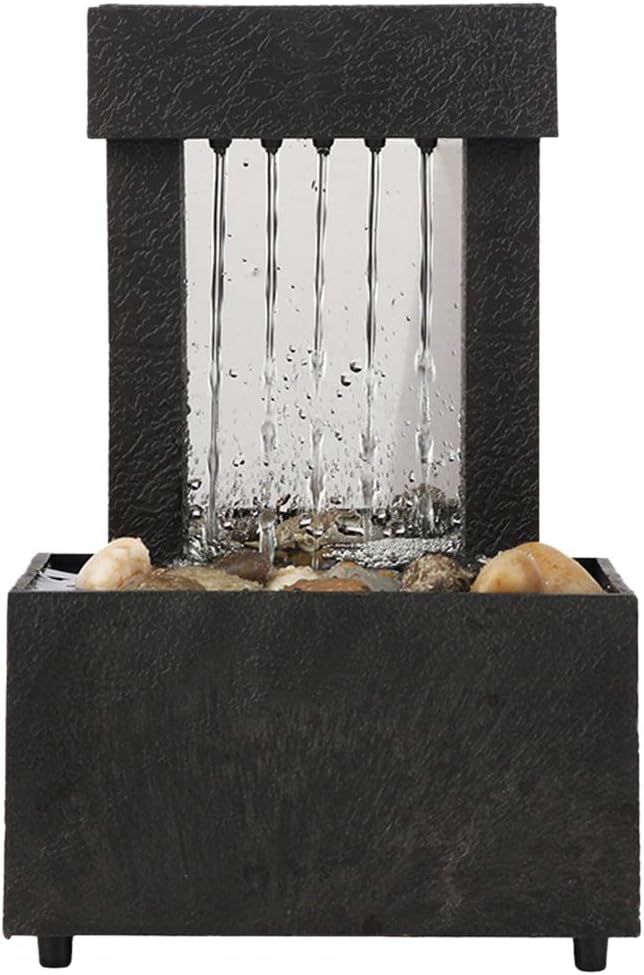 Indoor Tabletop Fountains LED Tabletop Fountain Indoor Flowing Water Waterfall Fountain Lighting Tabletop Fountain with Stones for Home Decor Decoration Meditation Fountain