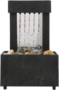 Indoor Tabletop Fountains LED Tabletop Fountain Indoor Flowing Water Waterfall Fountain Lighting Tabletop Fountain with Stones for Home Decor Decoration Meditation Fountain