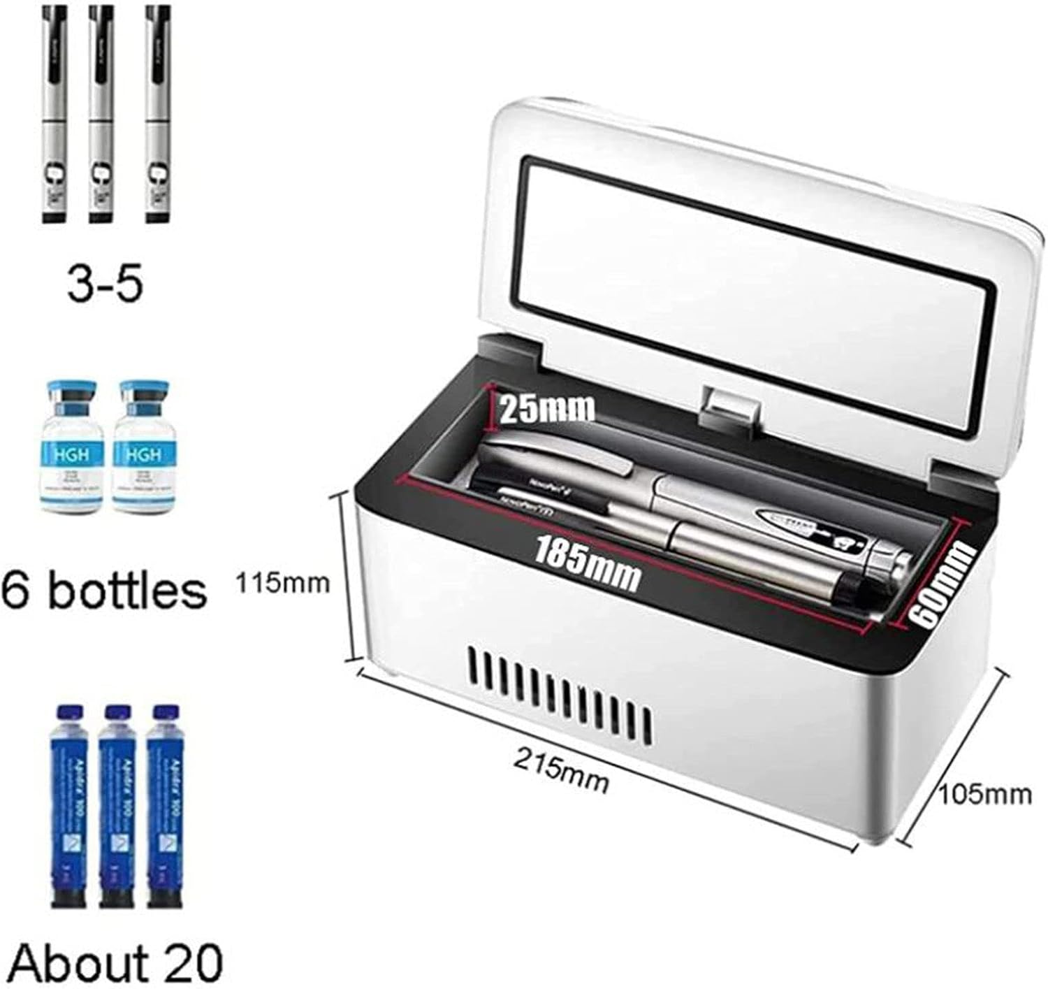 Insulin Cool Box Mini Electric Insulin Cooler Portable Medicines Fridge Cabinet Small Car Fridge 0-18 °C Cool Bag Thermostat for Car Travel Home,1cell