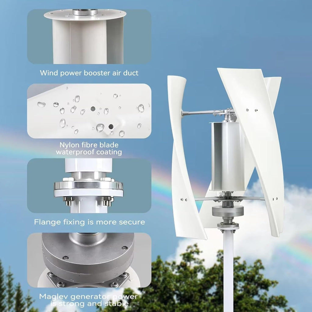 Wind Turbine Generator Kit, 12000W Portable Vertical Helix Wind Power Turbine Generator with MPPT Controller Home Outdoor Power Generation Home, Home Power Energy Kit,12V
