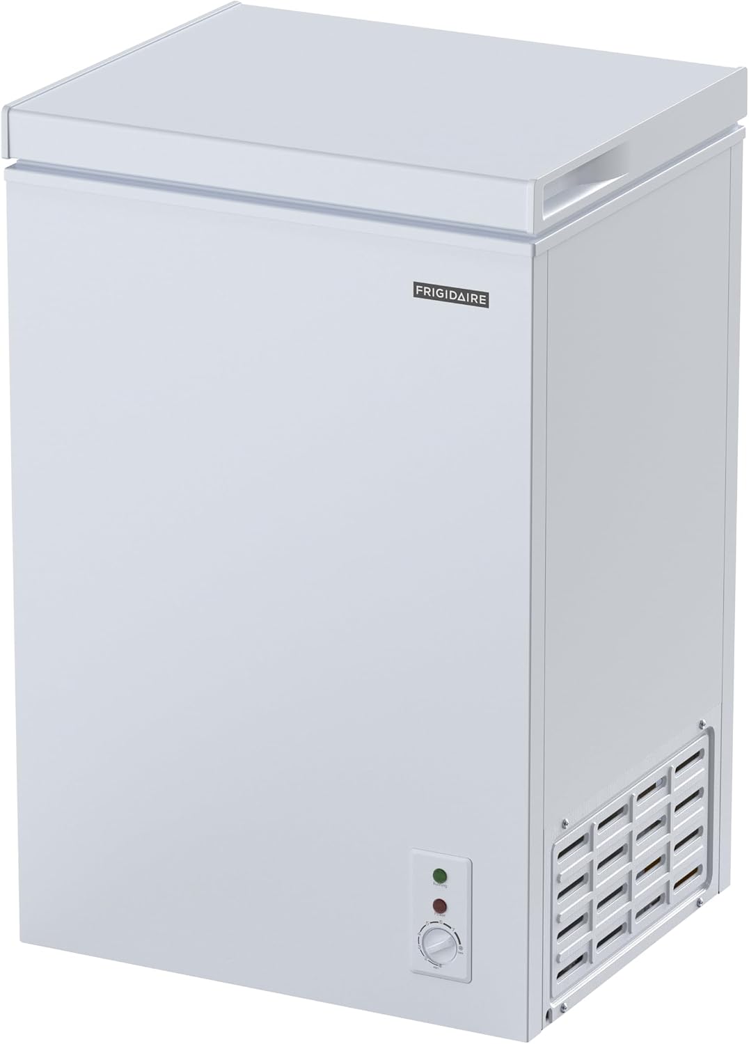 FRIGIDAIRE EFRF3005-AMZ Chest Deep Freezer-Garage-Ready, 3.5 Cu. Ft. Capacity, White-Adjustable Thermostat-Removable Vinyl Coated Wire Basket-Easy Defrost Drain