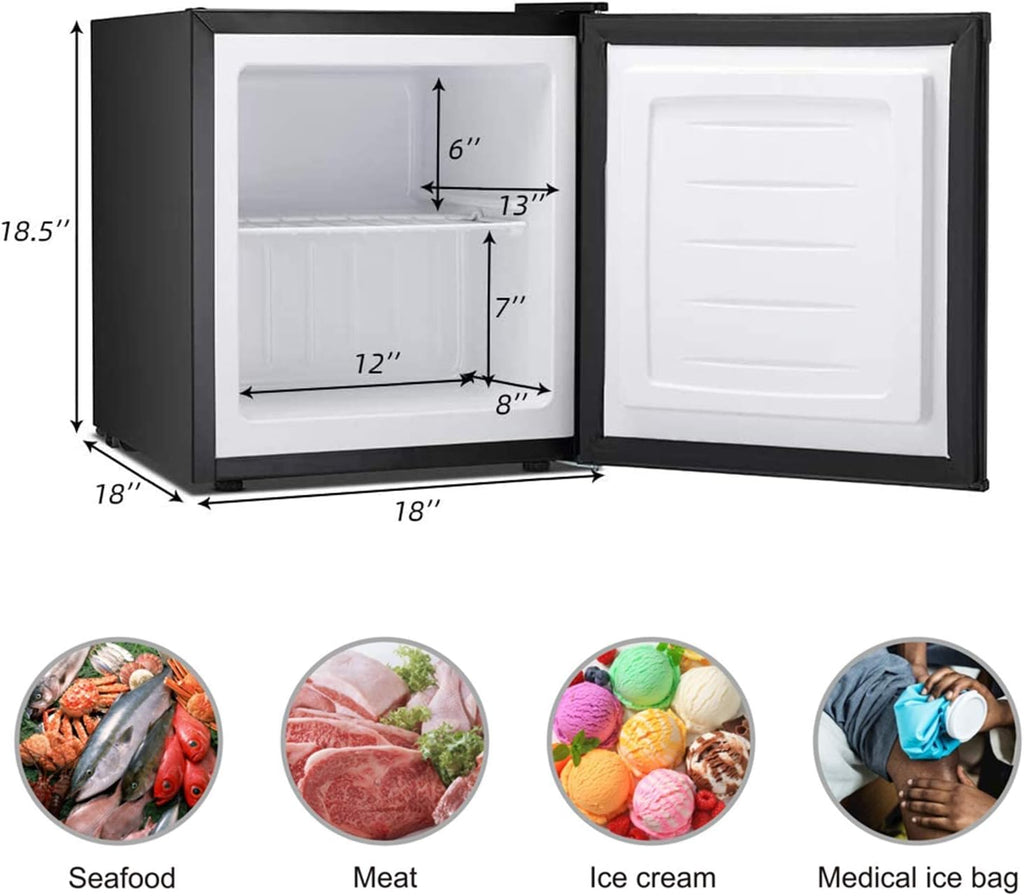 Antarctic Star Upright Freezer 1.1 Cu.ft, Compact Mini Freezer with Reversible Single Door, Temperature Control, Removable Shelves, Small freezer Stainless Steel for Dorms Home Office, Black