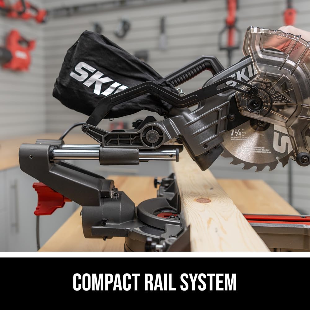 SKIL 10 Amp 7-1/4' Single Bevel Miter Saw with Compact Rail System & LED Shadow Line (Stand SRS0001 Sold Separately)-MS6306-00