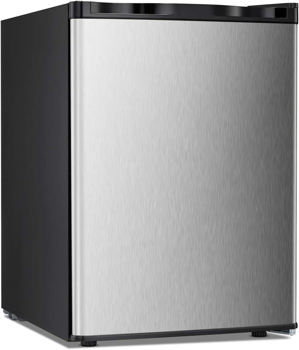 Antarctic Star Upright Freezer 2.1 Cu.ft, Compact Mini Freezer with Reversible Single Door, Temperature Control, Removable Shelves, Small freezer Stainless Steel for Dorms Home Office, Silver