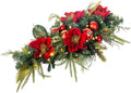 VILLAGE LIGHTING COMPANY Pre-Lit LED Table Top Centerpiece Swag - Golden Leaf Red Magnolia