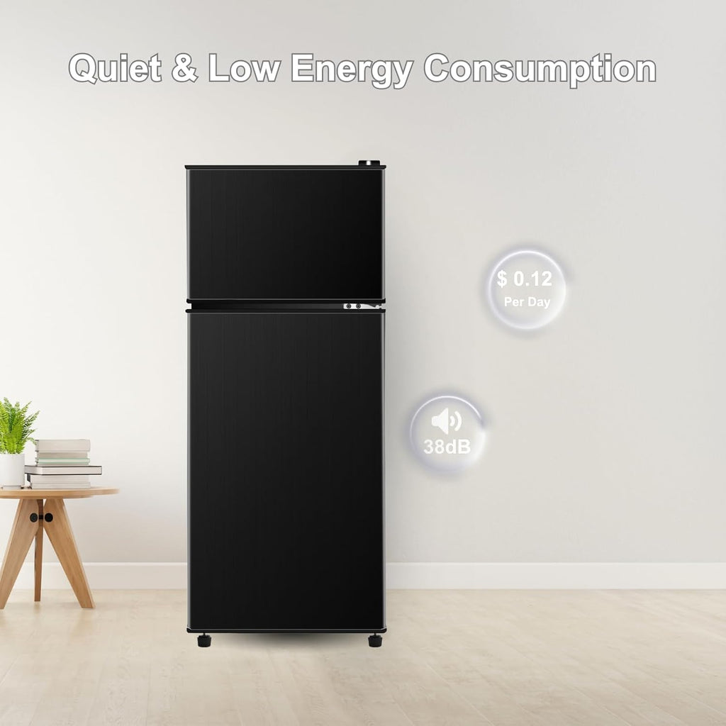 Refrigerator with Freezer, 3.8 Cu Ft 2 Door Fridge for Bedroom, Kitchen, Dorm, Apartment, Garage, Office