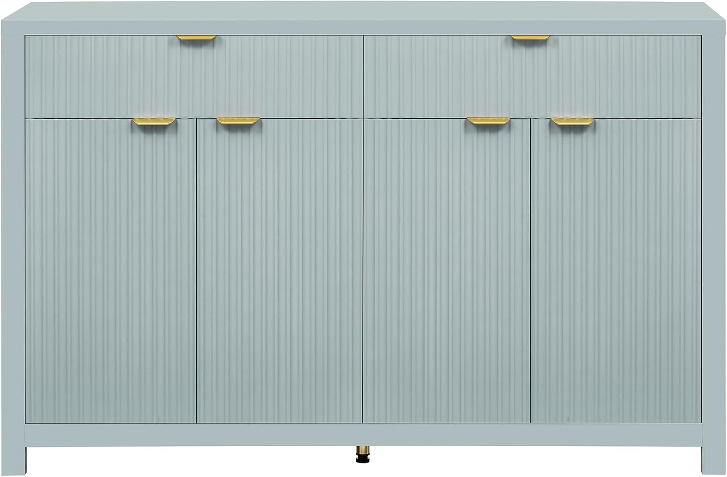 Virubi 55' Fluted Sideboard Buffet Cabinet with Storage Drawers,Doors,Adjustable Shelves and Gold Handles,Wood Modern Sideboard Accent Cabinet for Living Room,Hallway,Entryway (Cyan Green)