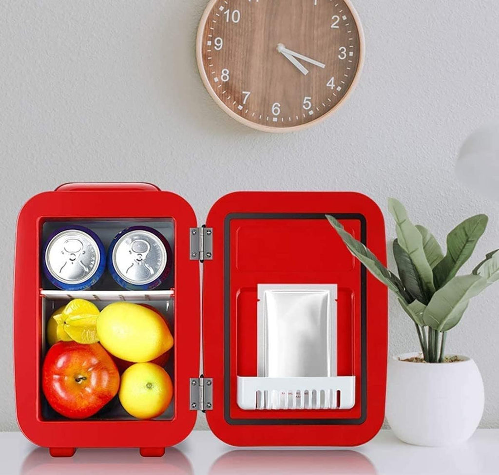 Portable Mini Fridge with 4L Electric Cooler and Warmer: AC/DC Thermoelectric System for Skincare, Food, Bedroom