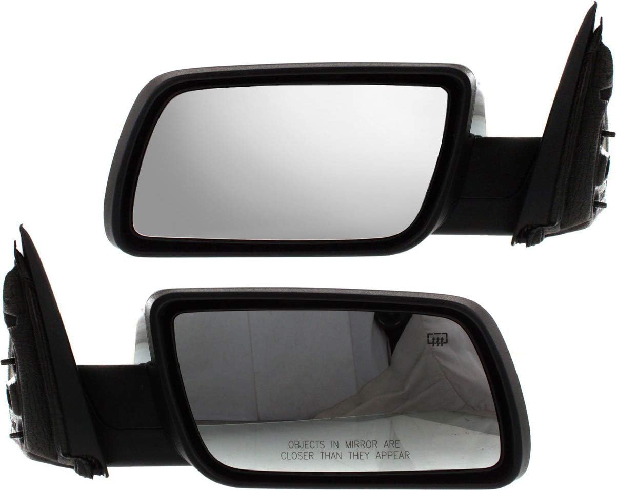 Kool Vue Side Mirror Replacement Power Heated Mirrors for Ford Flex 2009-2012, Driver & Passenger Side, Memory Puddle Lamp, Chrome