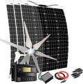 760W 12V Wind Solar Powered Kit for Boat: 400W Wind Turbine Generator + 360W Flexible Monocrystalline Solar Panels + Charge Controller + Cables Battery Charging Kit