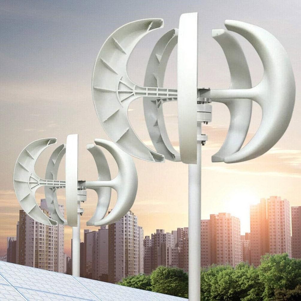 Wind Turbine Generator, 12V 24V 400W 600W 800W 1000W 1200W Wind Vertical Axis Generator with Controller, 5 Leavies Wind Turbine Generator Kit for Boats, Terraces, Cabins, Mobile Homes,24V-600W