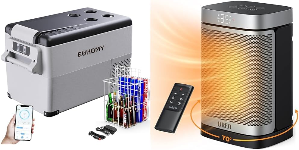 EUHOMY 12 Volt Car Refrigerator,38 Quart(35L) Car Fridge Electric Cooler APP Control & Dreo Space Heater Indoor, 1500W Portable Heaters for Indoor use with Remote