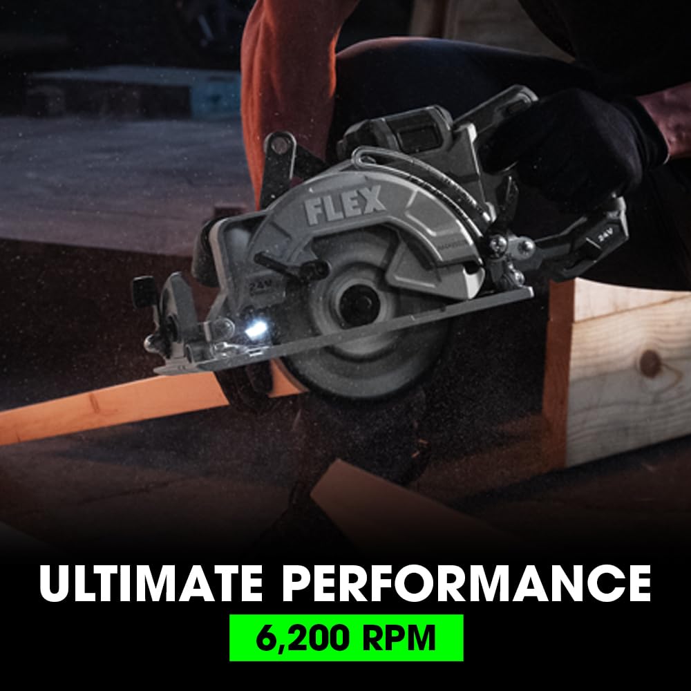 FLEX 24V Brushless Cordless 7-1/4-Inch Circular Saw Kit with 10.0Ah Stacked Lithium Battery and 280W Rapid Charger - FX2141-1J