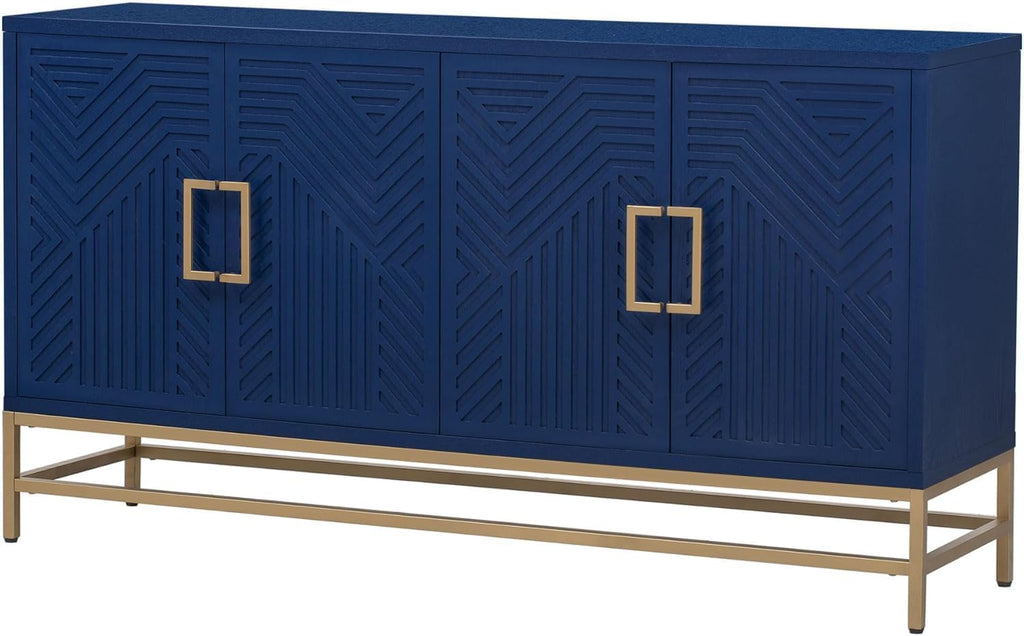 Virubi 60' Sideboard Buffet Cabinet with Storage,Doors& Gold Handles, Wood Modern Sideboard Accent Cabinet,Console Table for Living Room,Hallway,Entryway (Navy Blue)