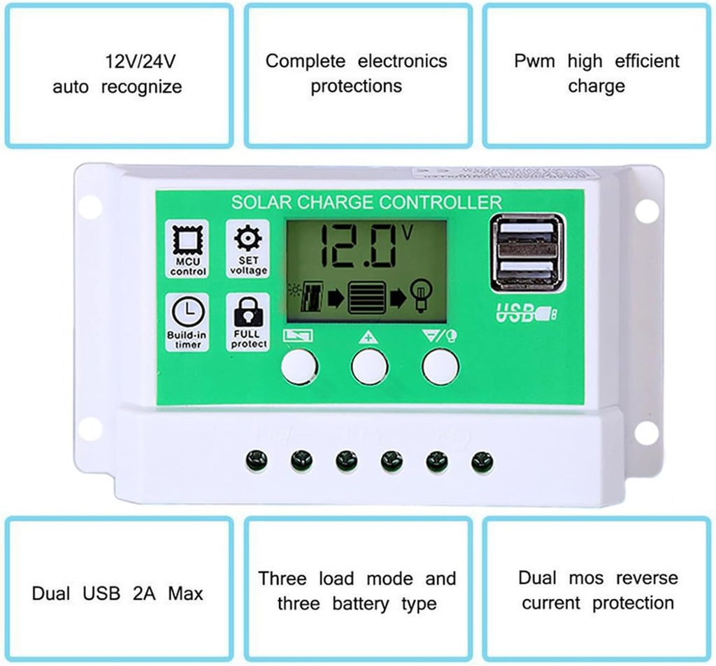 3000W Solar Power System Kit - 12V to 110V/220V Inverter, 75W Folding Solar Panel, 50A Charge Controller, Portable Solar Generator for Home & Off-Grid Use (Black)