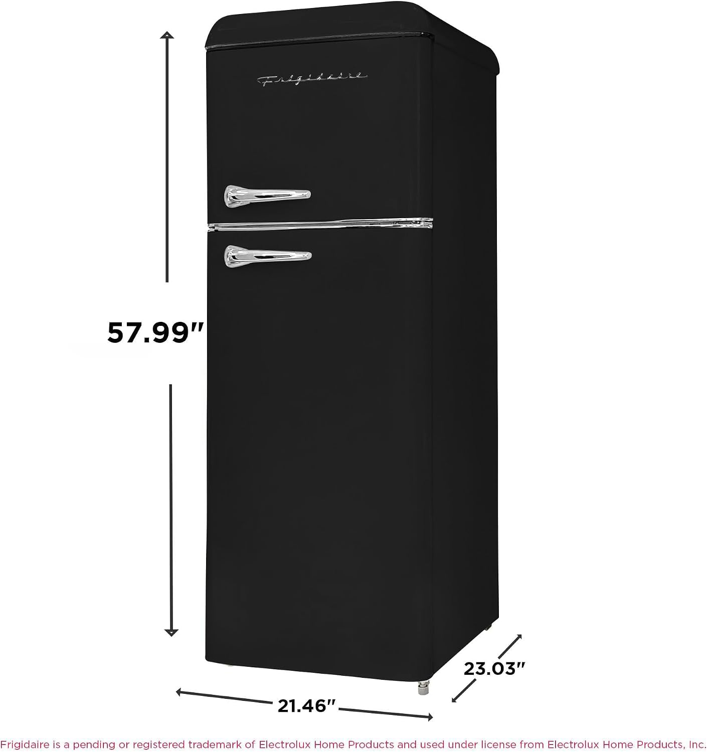Frigidaire 2-Door Apartment Size Retro Refrigerator, Top Freezer, Chrome Handles, 7.5 cu. ft., Onyx