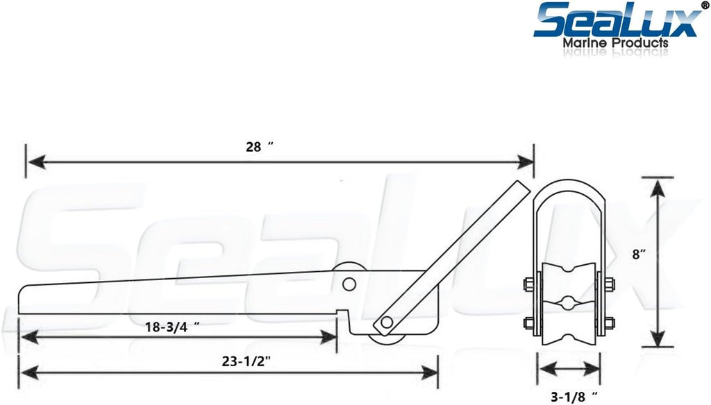 SeaLux Marine Stainless Steel 28' Delta Type Long Anchor Bow Roller