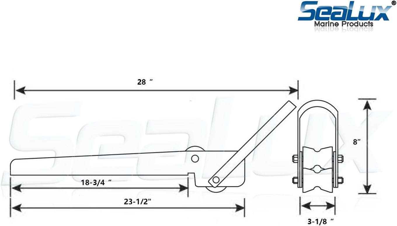SeaLux Marine Stainless Steel 28' Delta Type Long Anchor Bow Roller