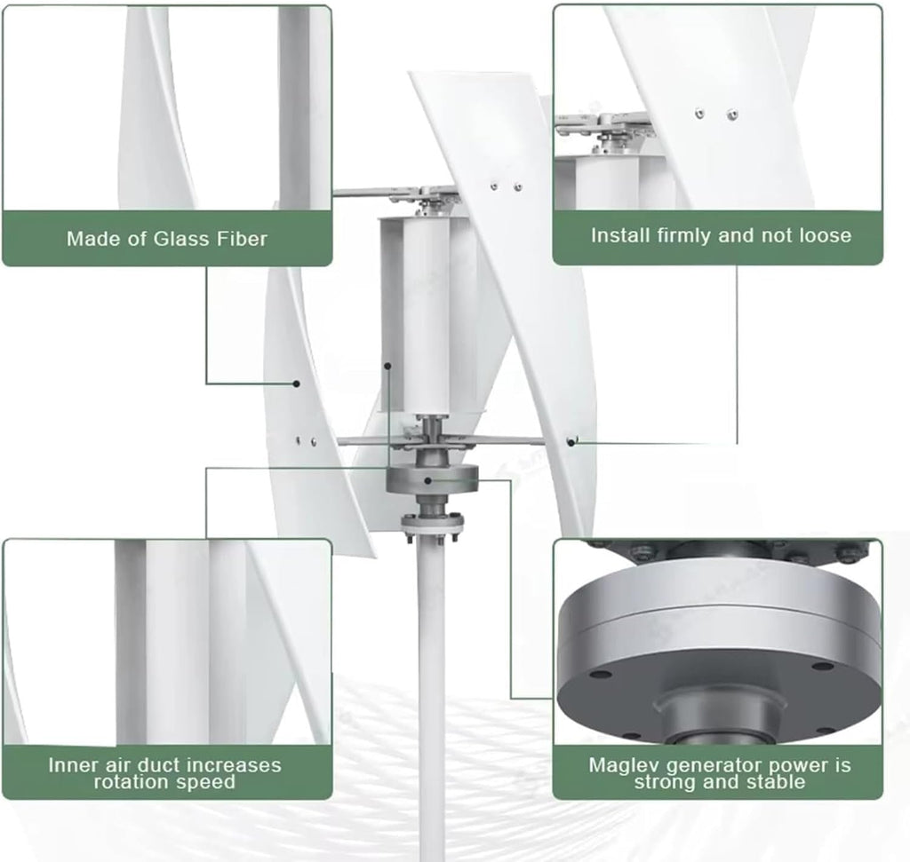 12V 24V 48V Windmill Wind Turbine Generator with MPPT Controller, 10000W Portable Vertical Helix Wind Power Turbine Generator, 3 Blade Wind Generator Kit or Home Energy Supplementation,48V