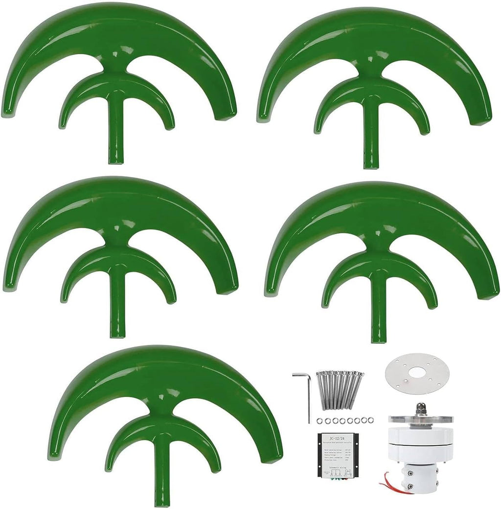 1000W Wind Turbine Generator Kit 12V 24V No Cost Energy Windmill Vertical Axis Wind Turbine Generator Home Three Phase Generator Maglev Breeze Start,24V-Green