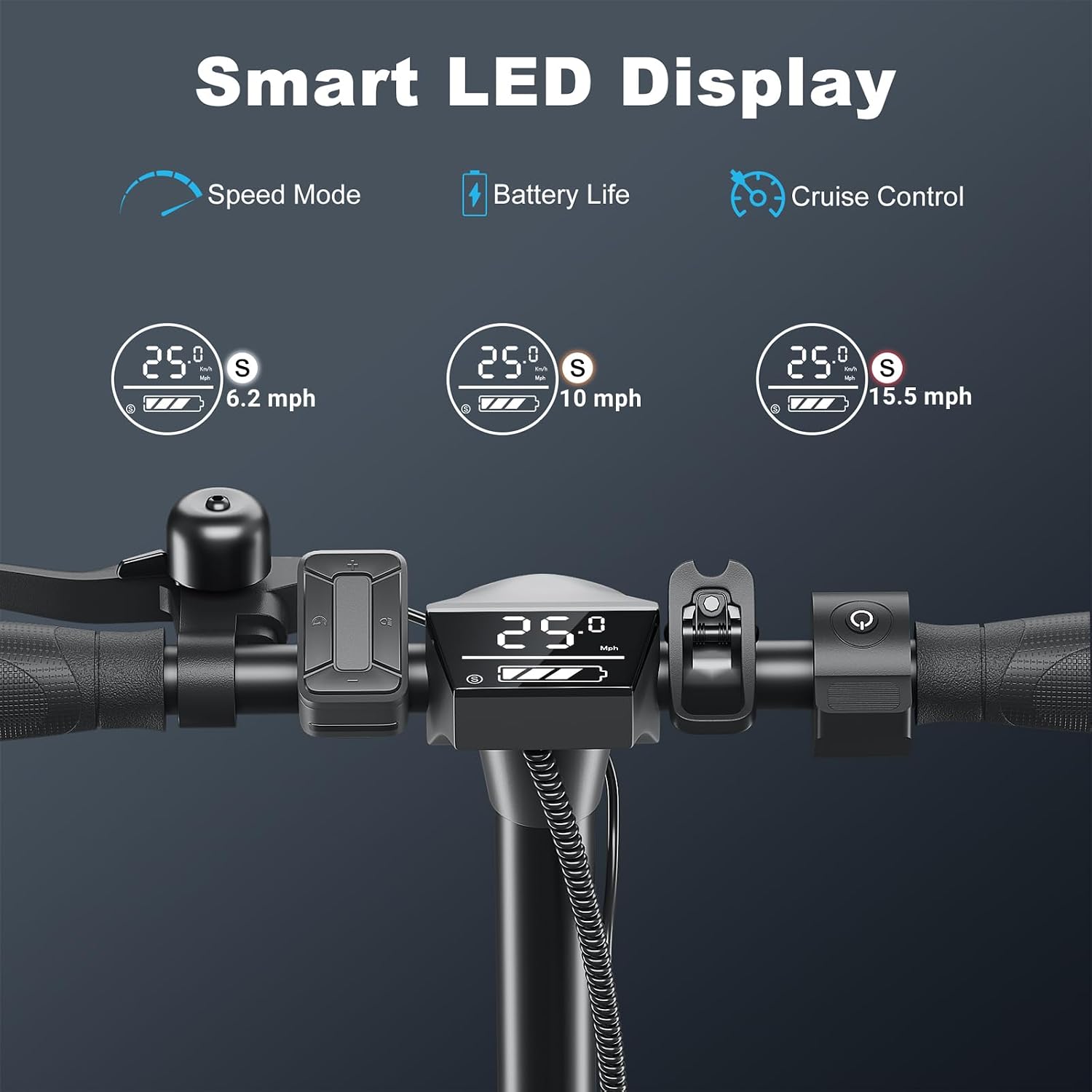 Caroma Electric Scooter Adults, 350W/500W Motor, Top Speed 20/25 Mph & 30 Miles Range, 8.5' Solid Tires, Cruise Control E Scooter for Adults