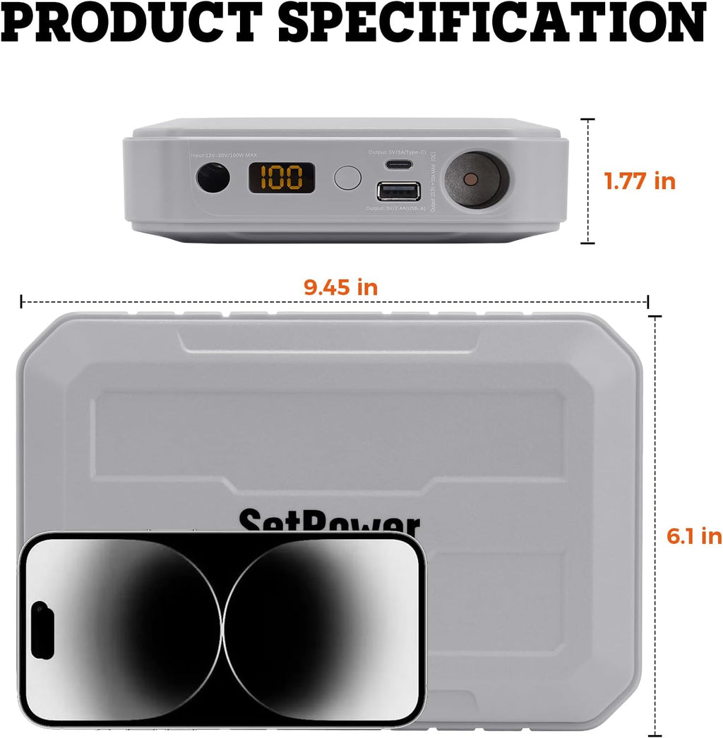 Setpower 12V Refrigerator with PG216 Portable Power Station,16QT Car Freezer Portable Electic Cooler for Car Camping,Van,Truck,RV,SUV,MPV
