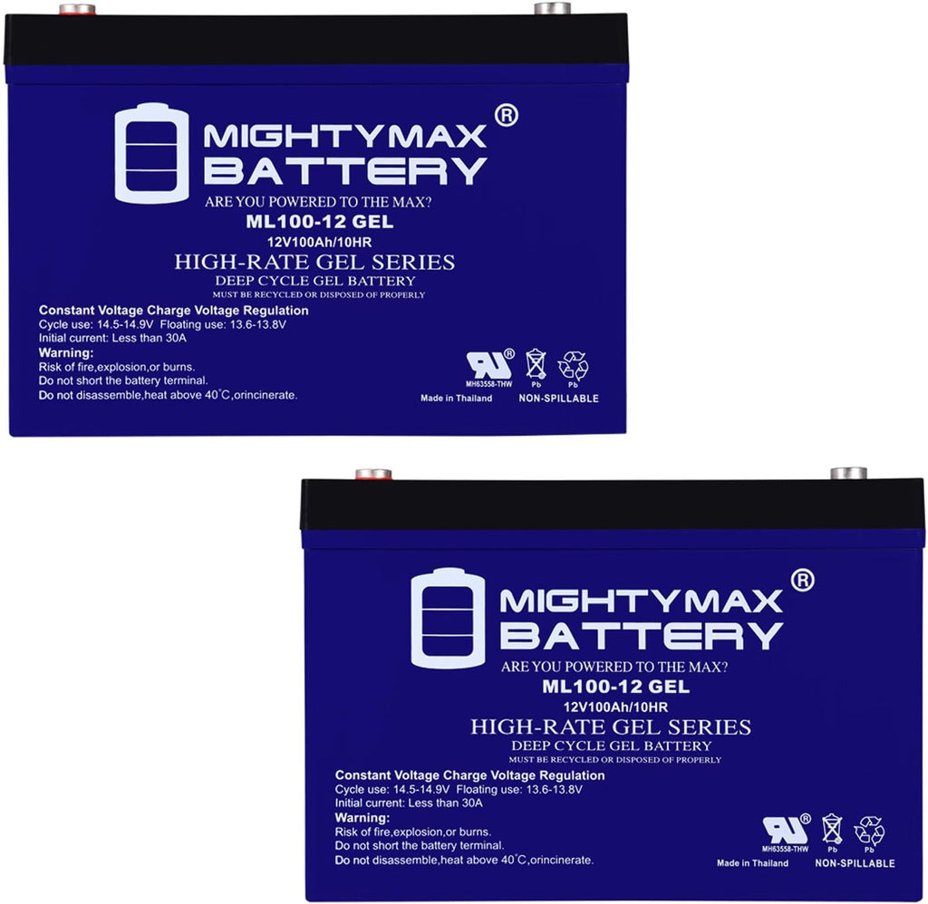 Mighty Max Battery 12V 100AH Gel Replacement Battery Compatible with Patriot Solar 100W Portable Generator - 2 Pack