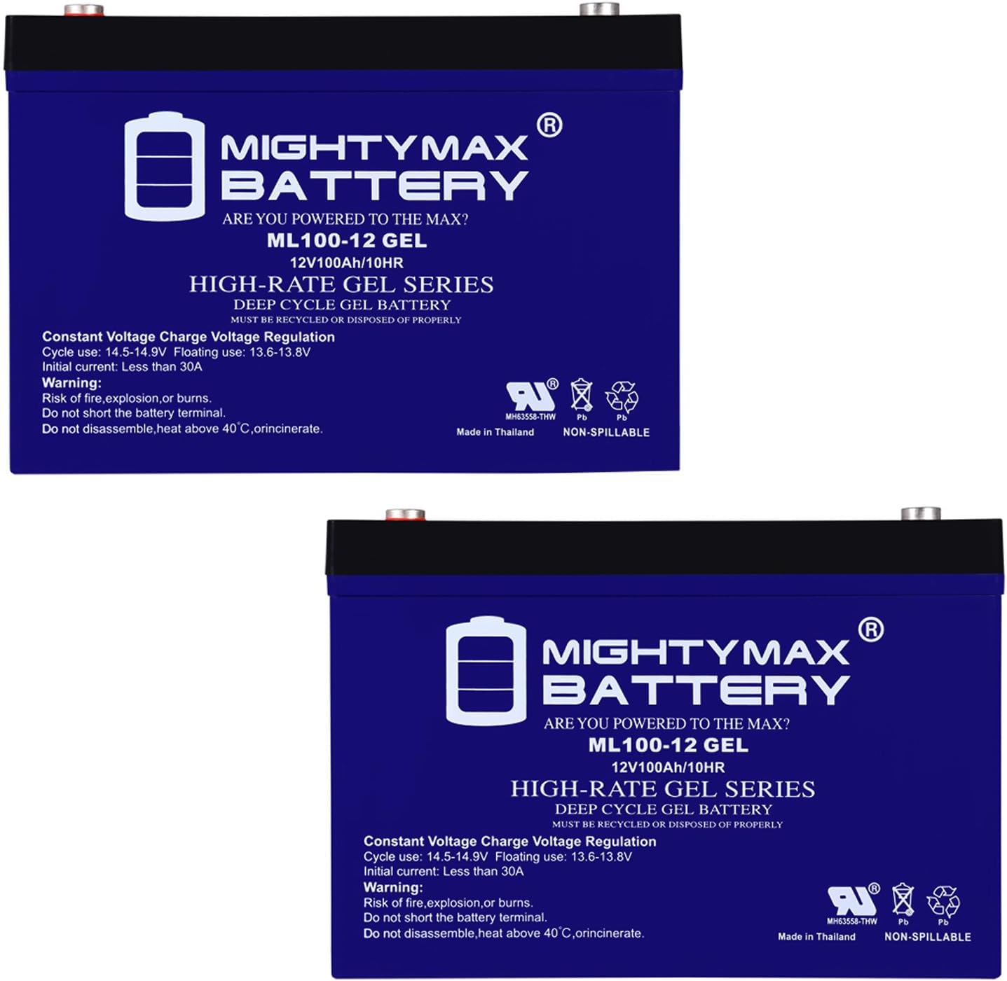 Mighty Max Battery 12V 100AH Gel Replacement Battery Compatible with Patriot Solar 100W Portable Generator - 2 Pack