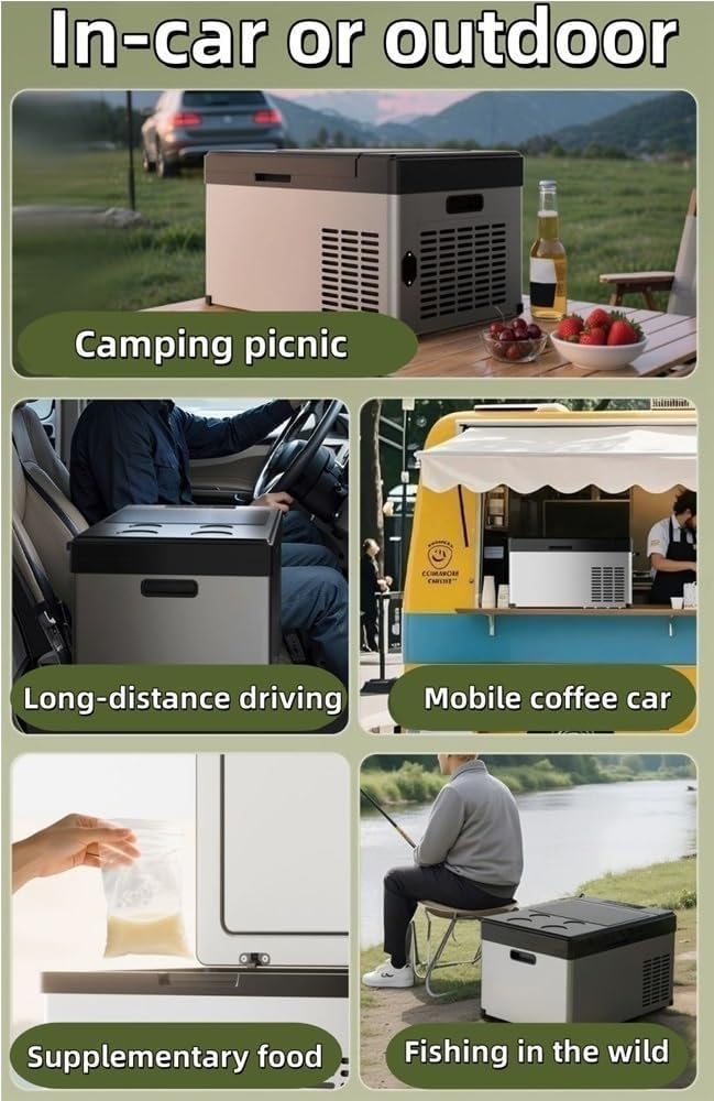 Portable Car Freezer Cooler with 12/24V DC, 0°F to 50°F Quick Cooling, 18.6L Electric Cooler Freezer for Outdoor, Camping, RV, Truc