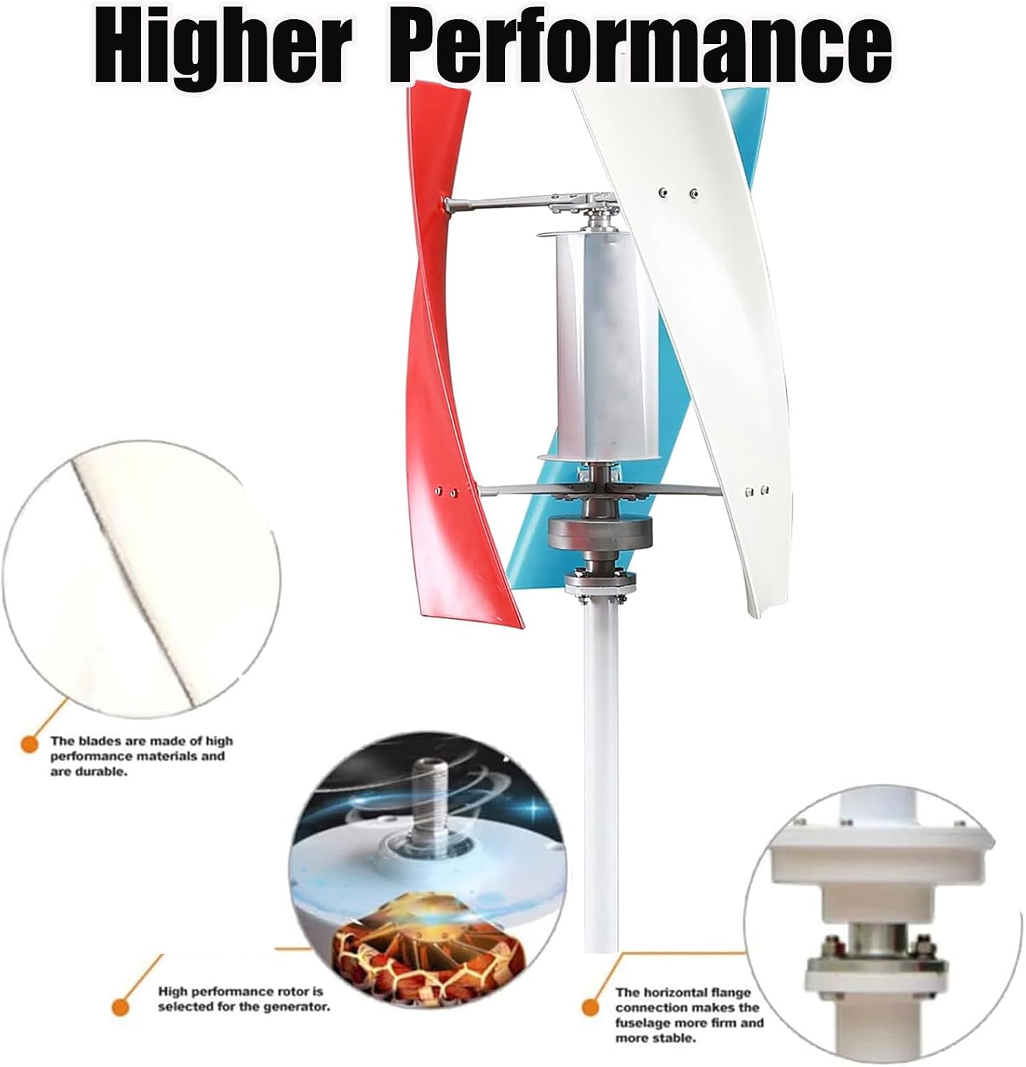 Wind Turbine Generator Kit 400W 12V Portable Vertical Helix Wind Power Turbine Generator Kit 3 Blade Wind Generator Kit with Charge Controller for Marine RV Home Industrial Energy,24V-110V