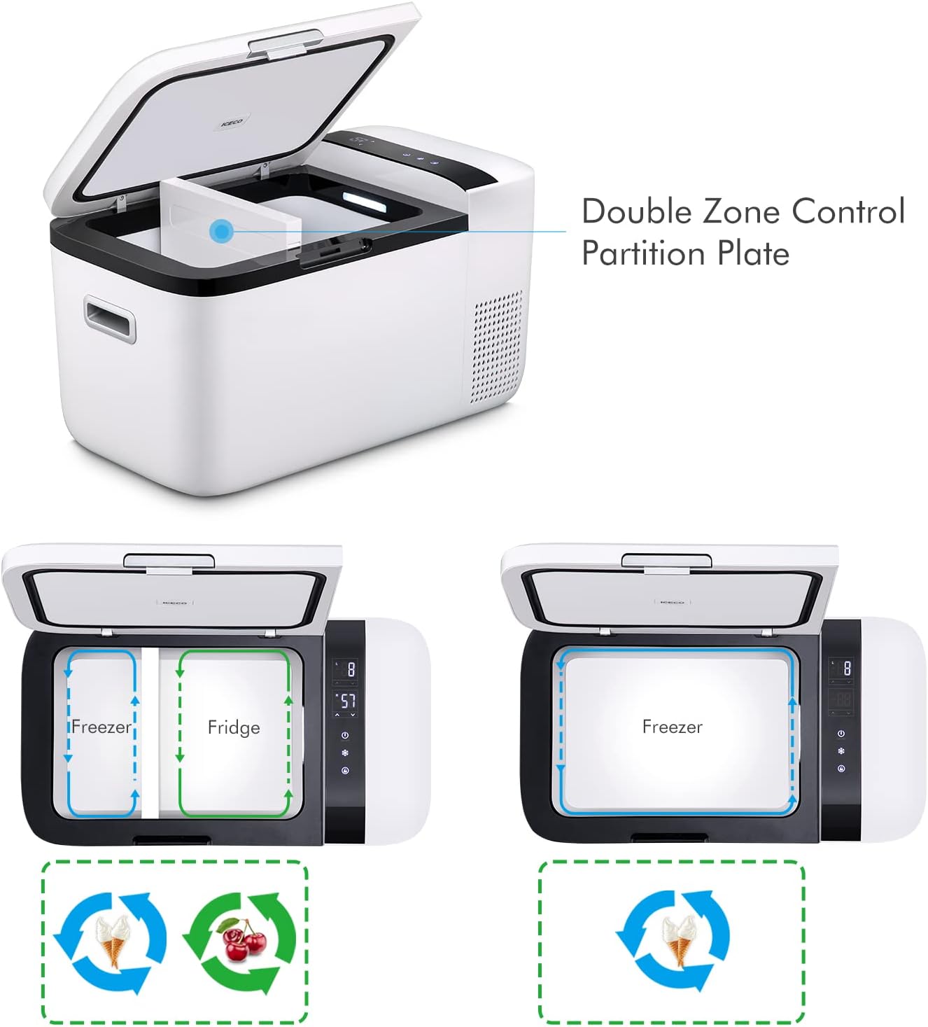ICECO GO20 21Qt/20L Portable Refrigerator, 12Volt Refrigerator Powered by SECOP, 0℉-50℉, Bluetooth Connection, 12/24VDC&110-240VAC, 12v Fridge Freezer for Car, Camping, Travel |+ Insinuation Bag