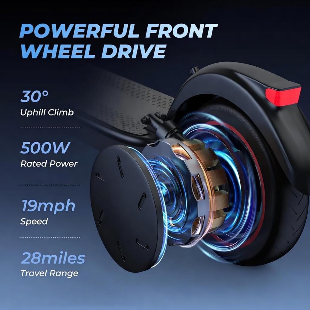 Alloweek Electric Scooter for Adults – 350W/500W Motor, 19 MPH/22Mph Top Speed, 21-52 Miles Range, 8.5'/10 inch Tires, Folding E-Scooter with Dual Suspension and Braking System, App Control
