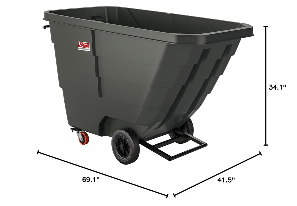 Suncast Commercial Light Duty 1 Cubic Yd. Tilt Truck, Black, Made in the USA