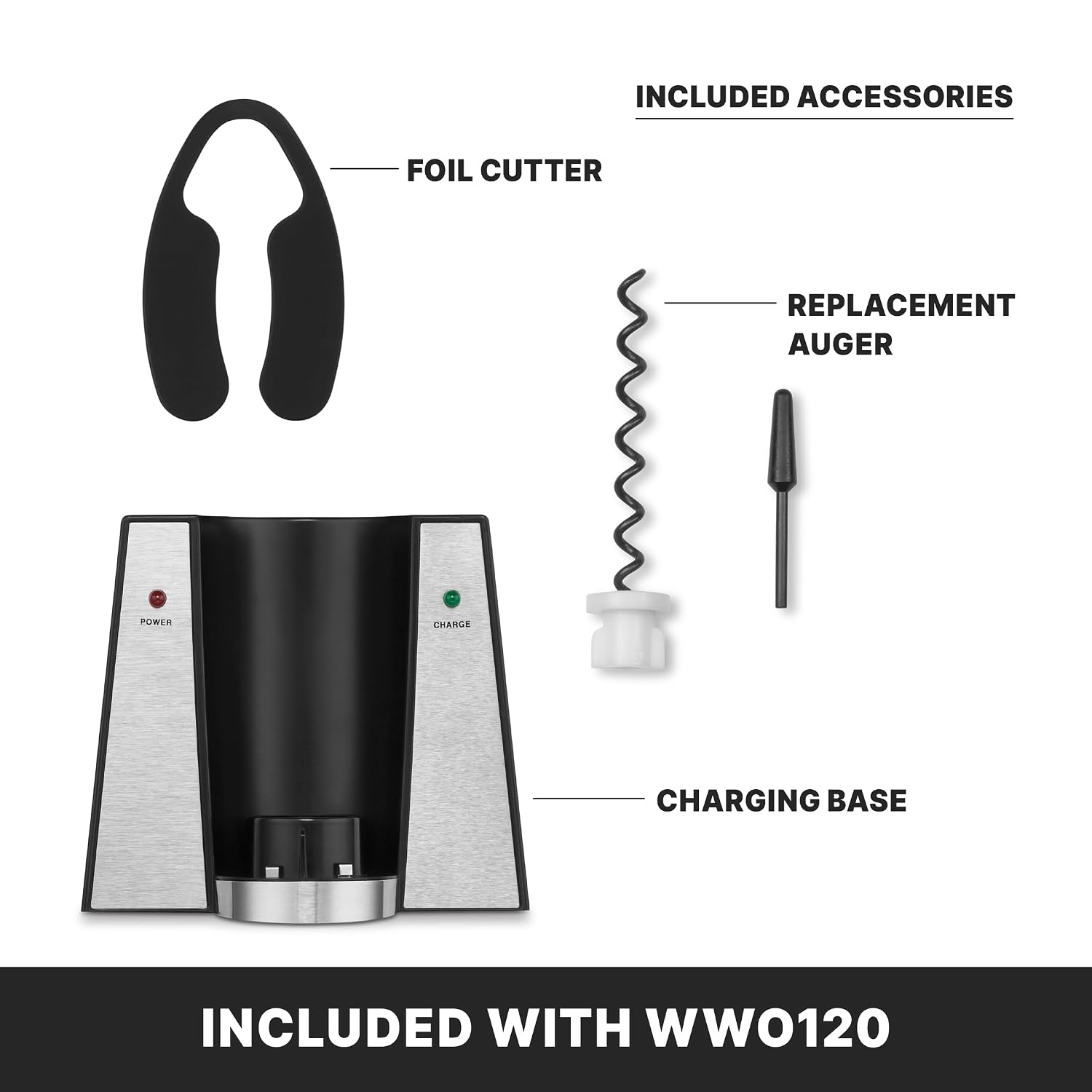 Waring Commercial Portable Electric Wine Bottle Opener, Rechargeable with Charging Base, 120 Cork Capacity, for Bars & Restaurants, WWO120