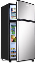 KRIB BLING 3.5 Cu.ft Refrigerators with Freezer, Fridge with 7 Level Temp Adjustable Thermostat, Fridge for Apartment, Office, Basement, Silver