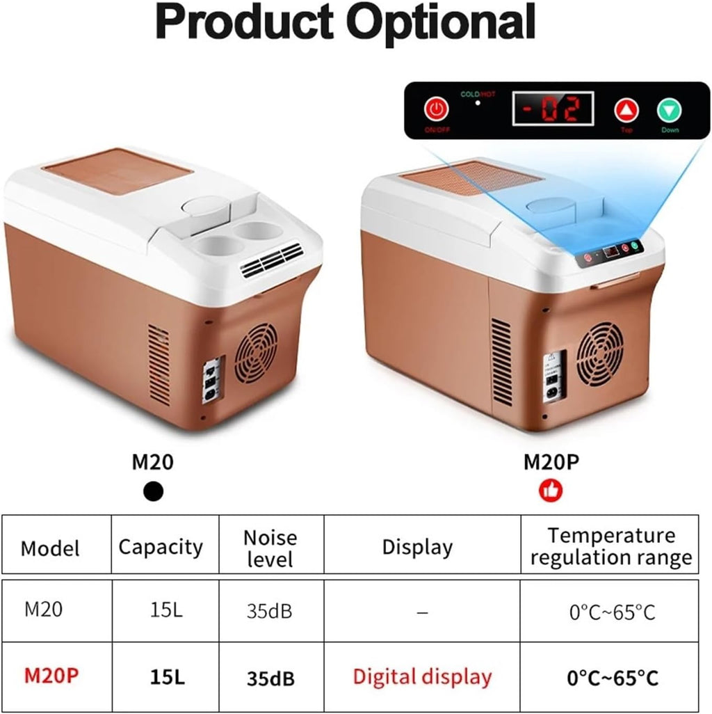 220V 12V 24V Portable Electric Cooler Refrigerator For Car Mini Fridge Cool Ice Box Freezer For Camping Home Truck Beach Vehicle(LED Screen-M20P)