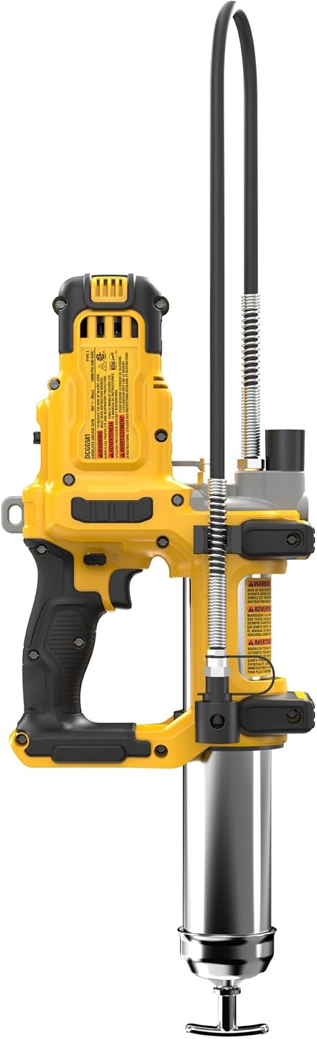 DEWALT Grease Gun 20V MAX Cordless 10,000 PSI Variable 2-Speed Electric Grease Gun with 47 Inch Hose and LED Light, Up to 9 oz per Minute and 7 Tubes per Charge, Tool Only (DCGG581B)