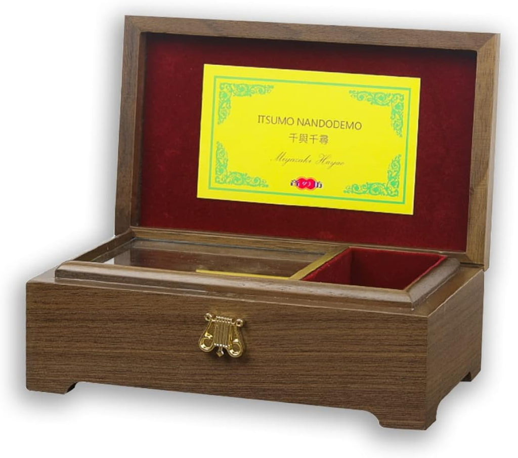 BinkeGG Play [ Howl's M0ving Castle (Merry Go Round of Life) ] 30 Note High Class Walnut Wooden Wind up Music Box Jewelry Box with Sankyo Music Box Movement