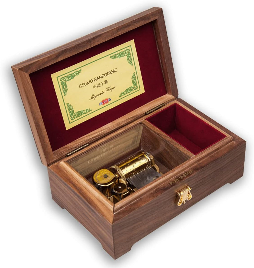 BinkeGG Play [ Howl's M0ving Castle (Merry Go Round of Life) ] 30 Note High Class Walnut Wooden Wind up Music Box Jewelry Box with Sankyo Music Box Movement